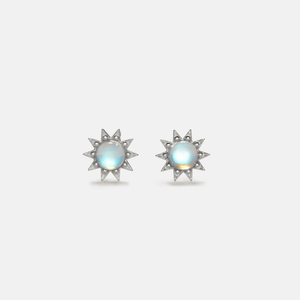 Tiny Small Moonstone Sun Stud Earrings - Perimade & Co.