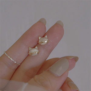 Tiny Small Opal Cat Stud Earrings - Perimade & Co.