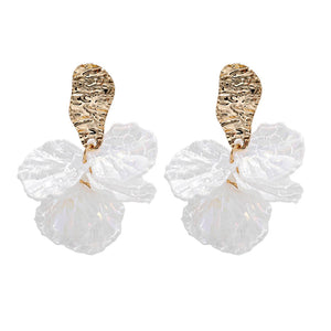 White Shell Flower Statement Drop Earrings - Perimade & Co.